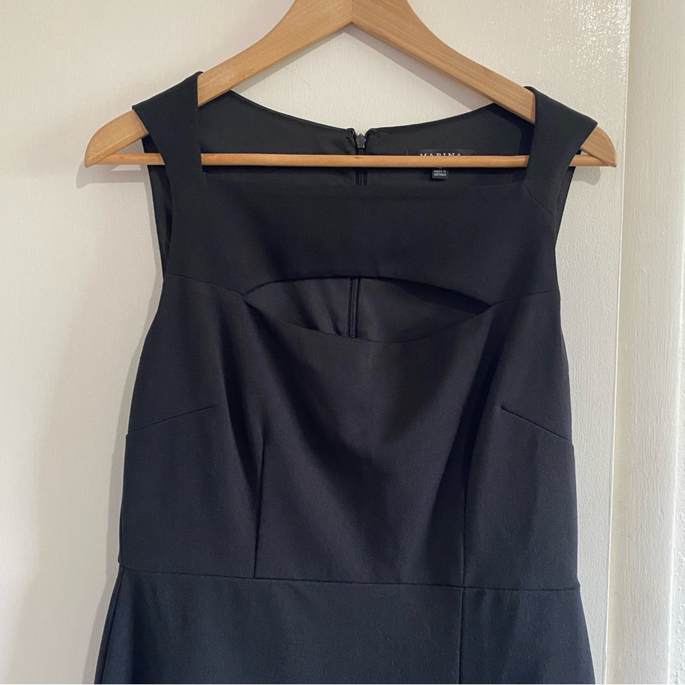 Marina Black Cutout Sheath Dress Size 10 | Sleeveless Midi Cocktail Party Dress - Picture 2 of 10